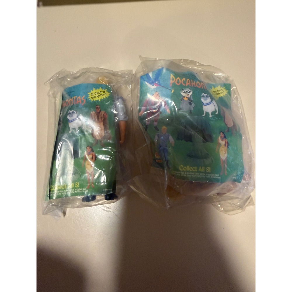 Vintage 1995 Burger King Disney Pocahontas John Smith Chief Powhatan Toy Lot NIP